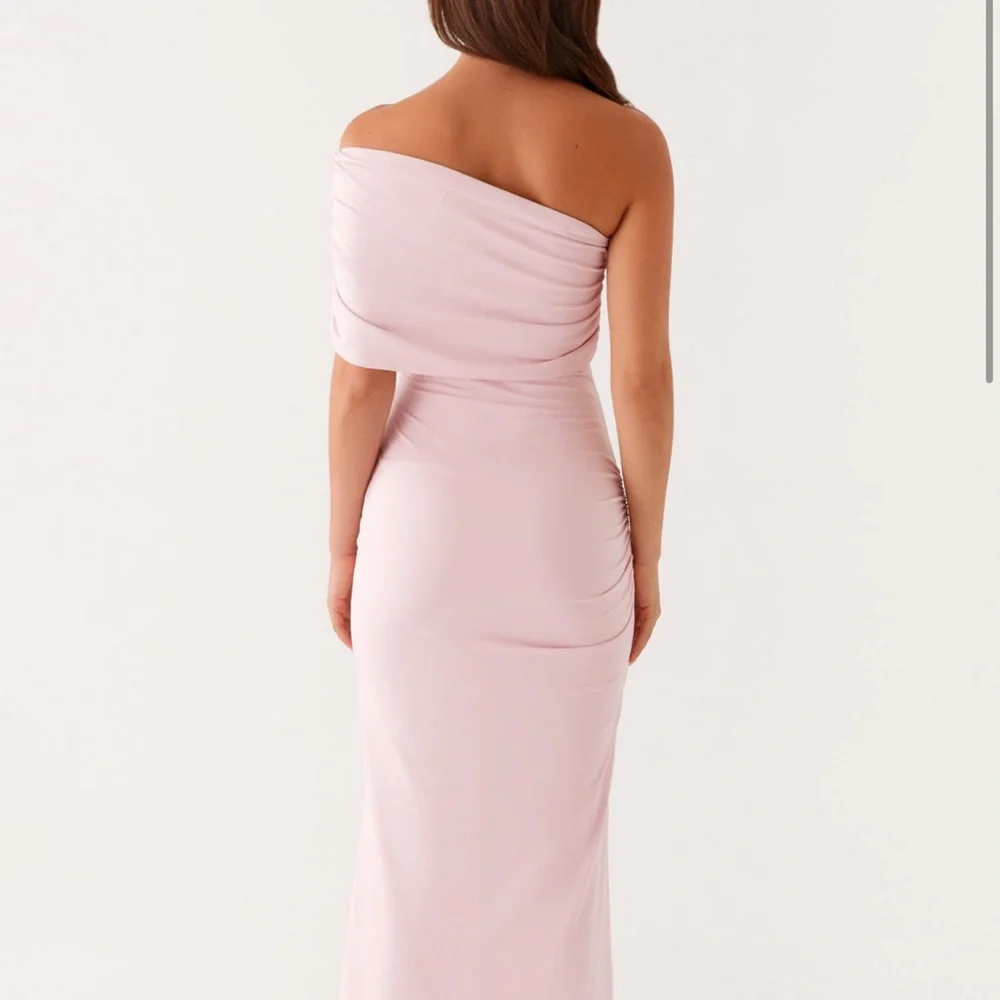 Peppermayo Pink Asymmetrical Ruched Gown - Picture 3 of 4